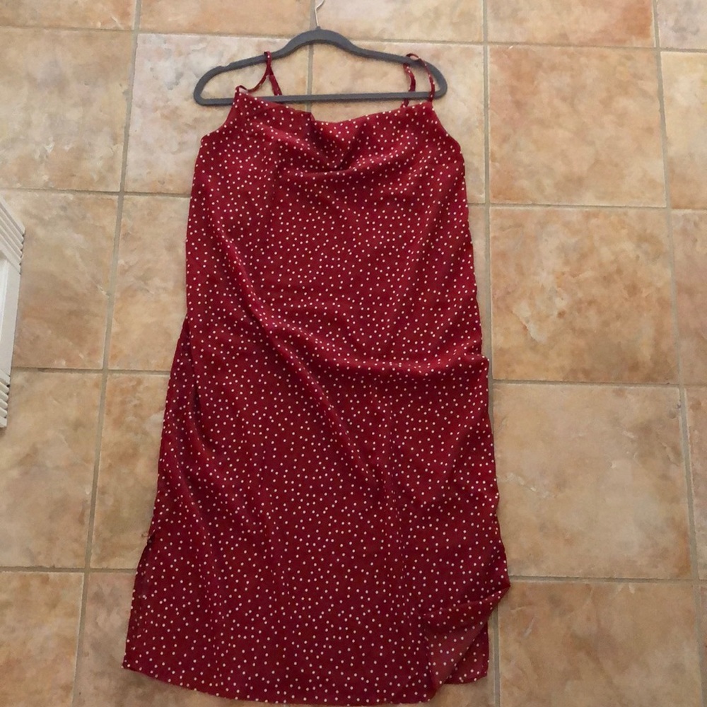 Red Misguided slip dress